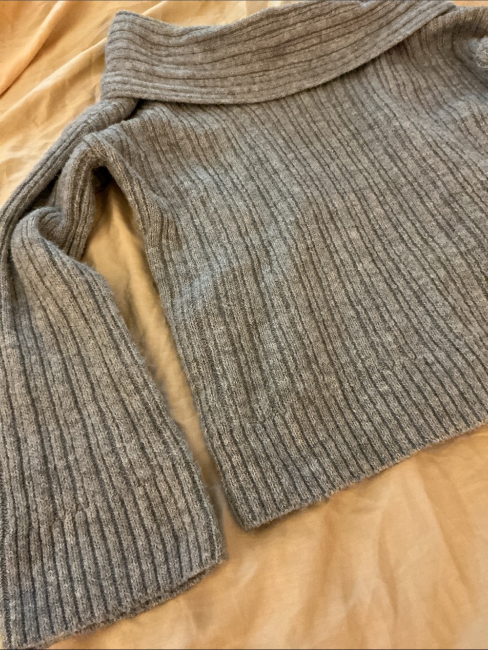 Princess Polly Grey Ribbed Off-Shoulder Sweater - Picture 2 of 5